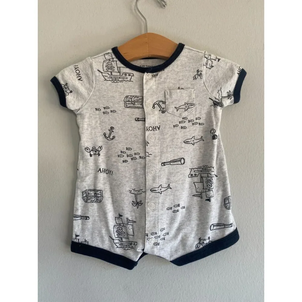 Carter’s Boys Nautical button up Romper Crab One-Piece Size 3M